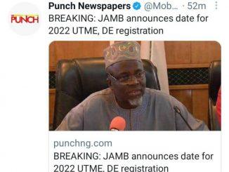 jamb update from punch